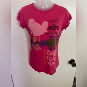 Woodstock Ladies T shirt Coral Orange Aug 1969 3 Day of Peace and Music …​​​